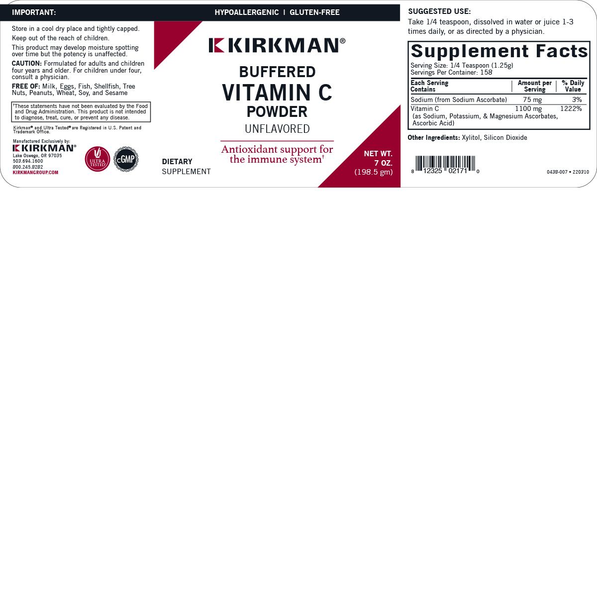 Polvo de vitamina C - Kirkman