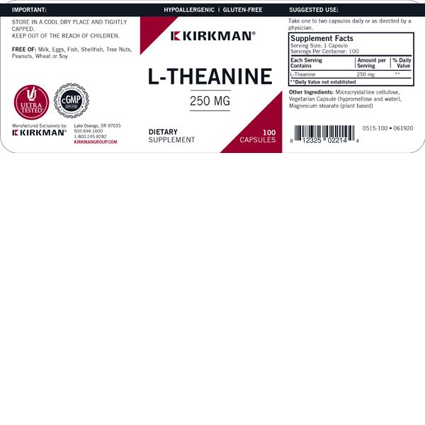 L-teanina 250 mg hipoalergénica - Kirkman