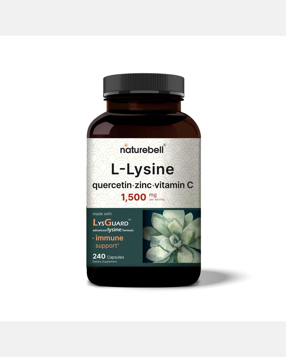 L-Lisina 1000 mg + Quercetina 250 mg + Vitamina C y Zinc – 240 Cápsulas – NatureBell