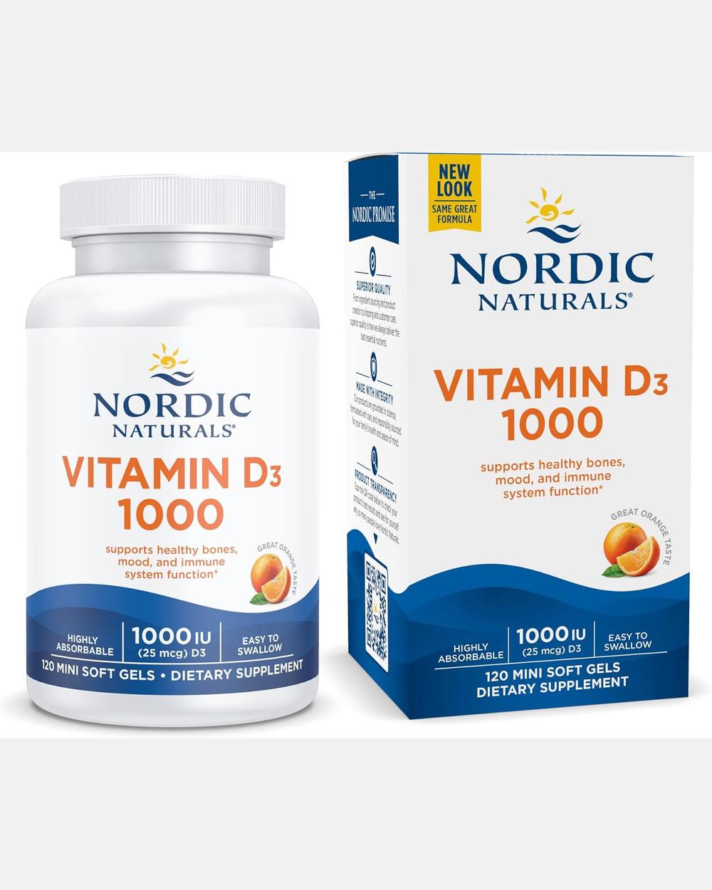 Vitamin D3 1000 IU Mini Soft Gels | 120 Unidades | Sabor Naranja - Nordic Naturals