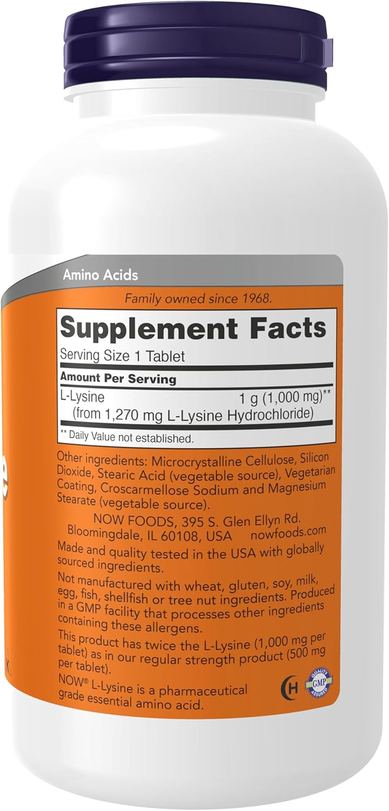 L-Lysine 1000 mg – 250 Tabletas - NOW Foods