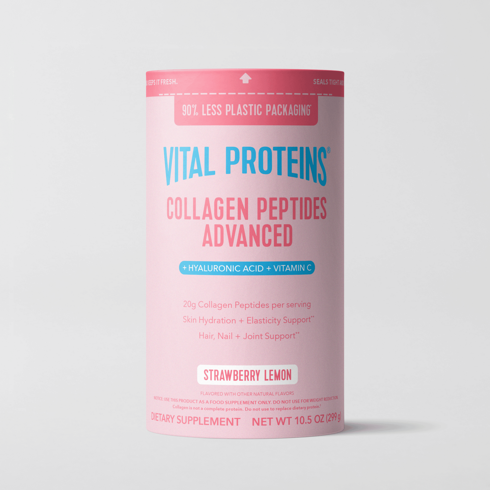 Péptidos de Colágeno Fresa y Limón Avanzados - con Ácido Hialurónico y Vitamina C - Vital Proteins