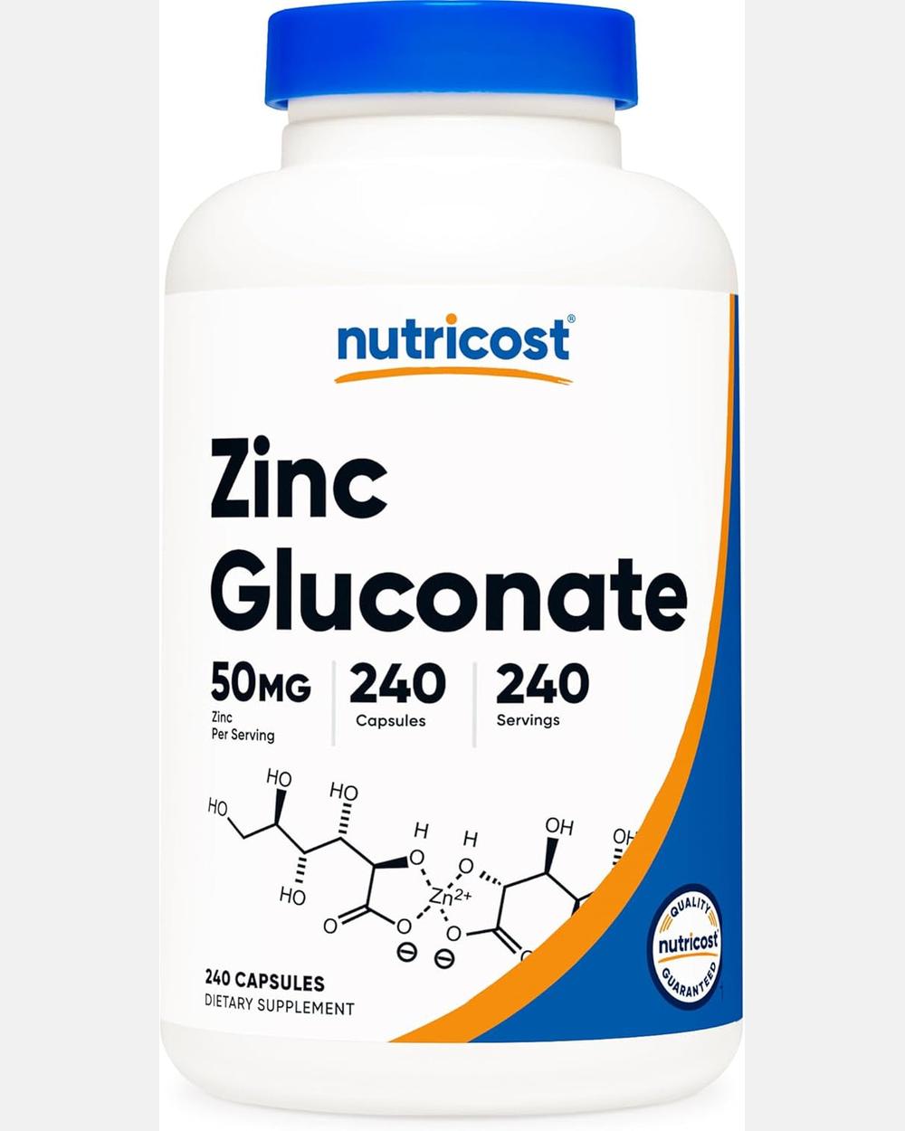 Zinc Gluconate | 240 Cápsulas Vegetarianas - Nutricost