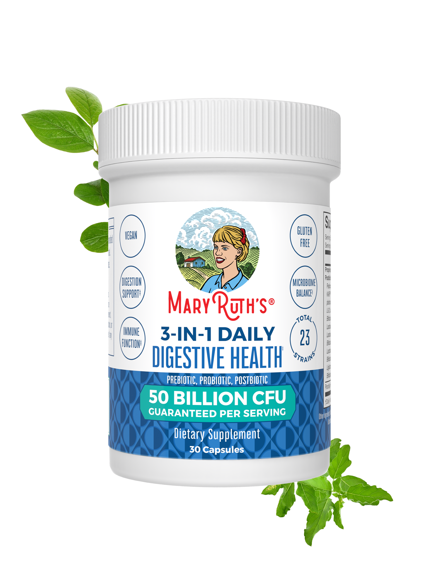 Cápsulas 3 en 1 de Salud Digestiva Diaria - MaryRuth Organics