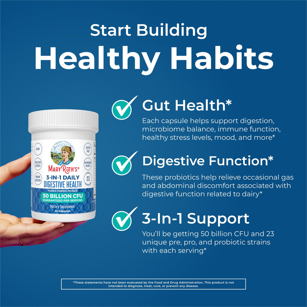 Cápsulas 3 en 1 de Salud Digestiva Diaria - MaryRuth Organics