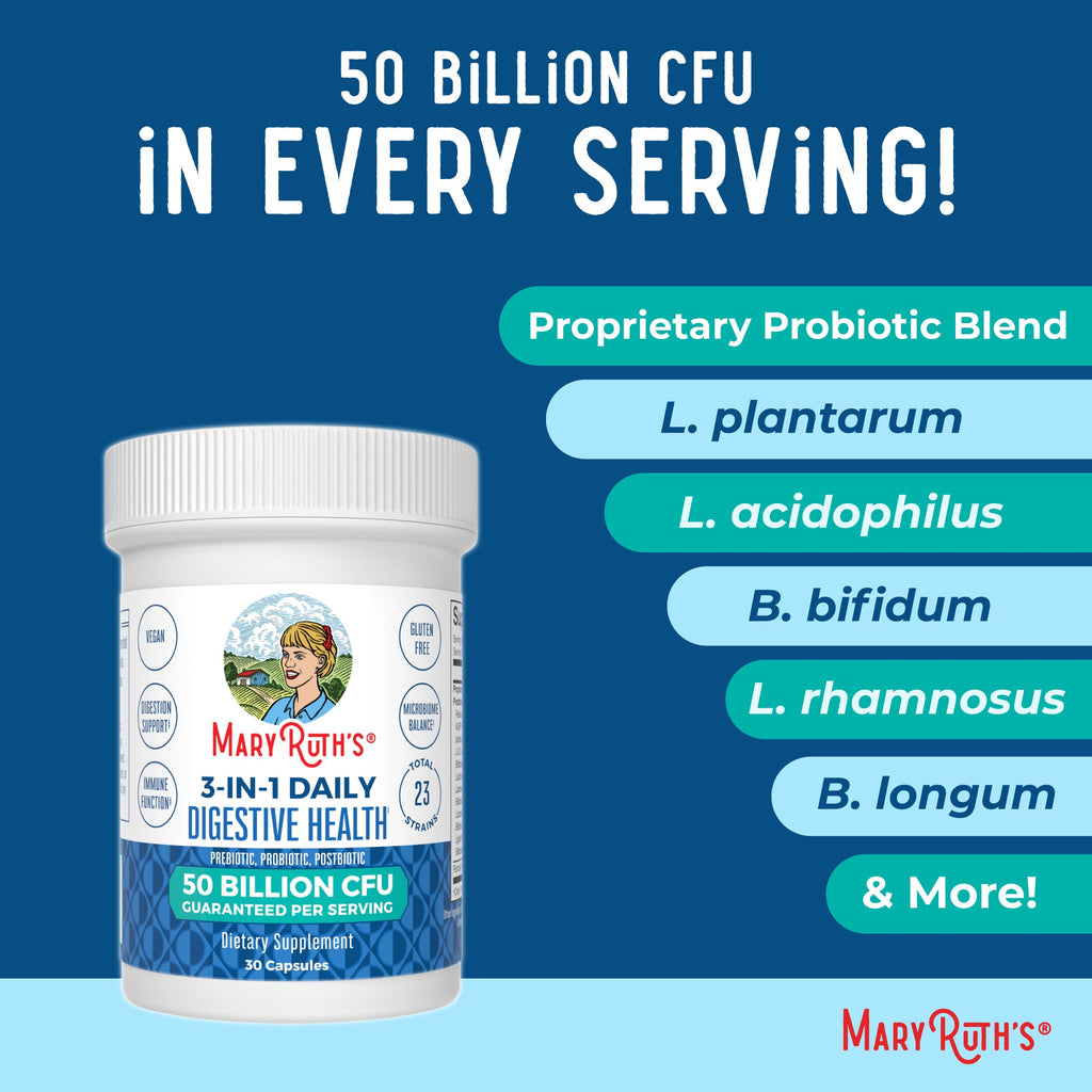 Cápsulas 3 en 1 de Salud Digestiva Diaria - MaryRuth Organics