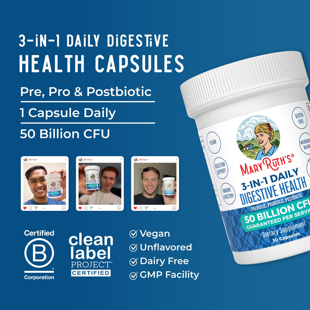 Cápsulas 3 en 1 de Salud Digestiva Diaria - MaryRuth Organics