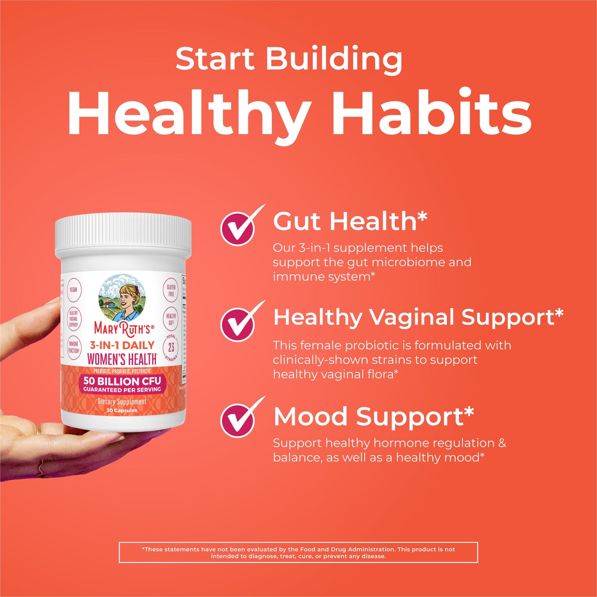 Cápsulas 3 en 1 de Salud Diaria para Mujer - MaryRuth Organics