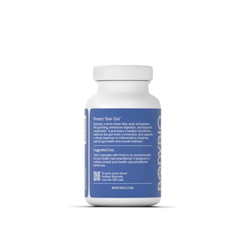 BodyBio Butyrate - Postbiotic for Gut Health, Digestive Support, Bloat, Gas & Constipation Relief, Leaky Gut Repair - Sodium + Butyric Acid Supplement for GI Wellness|B0058A9SF0