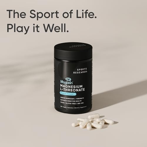 Sports Research® Magnesium L-Threonate 2000mg w/Magtein®, 180 Count|B0CDP398C6