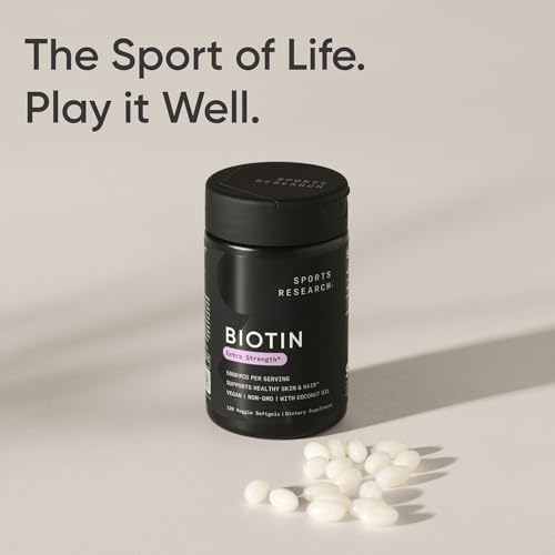 Sports Research® Biotin 5,000mcg w/Coconut Oil, 120 Count Plantgels™|B00IOZWC2M