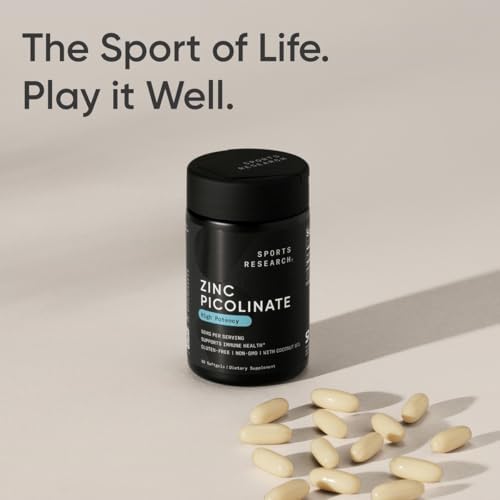 Sports Research® Zinc Picolinate 50mg w/Organic Coconut Oil, 60 Softgels|B0918RXWRY