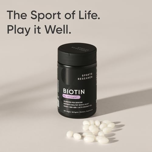 Sports Research® Biotin 10,000mcg w/Coconut Oil, 120 Count Plantgels™|B00T56FQAE