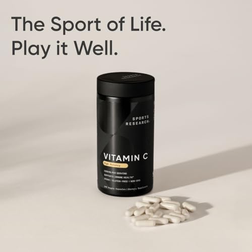Sports Research® High Potency Vitamin C 1000mg, 240 Count Veggie Capsules|B086PL2D5R