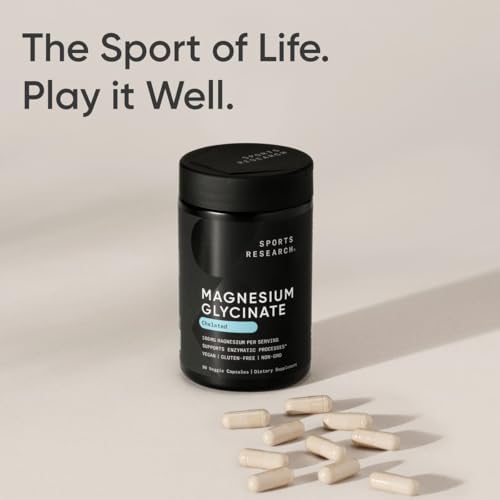 Sports Research® Magnesium Glycinate 160mg, 90 Veggie Capules|B0D3VPJTMJ