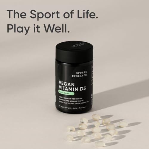 Sports Research® Vegan D3 5000iu/125mcg with Coconut Oil - 60 Plantgels™|B07H8RC4BZ