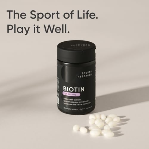 Sports Research® Biotin 2,500mcg w/Coconut Oil, 120 Count Plantgels™|B07Q4SJ8S1