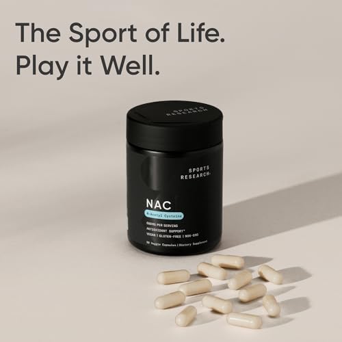 Sports Research® Vegan NAC (N-Acetyl Cysteine) 600mg, 90 Veggie Caps|B0BB5W867H
