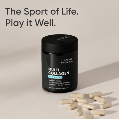Sports Research® Multi Collagen Peptides w/Hyaluronic Acid, 90 Count|B07Y41M5H8