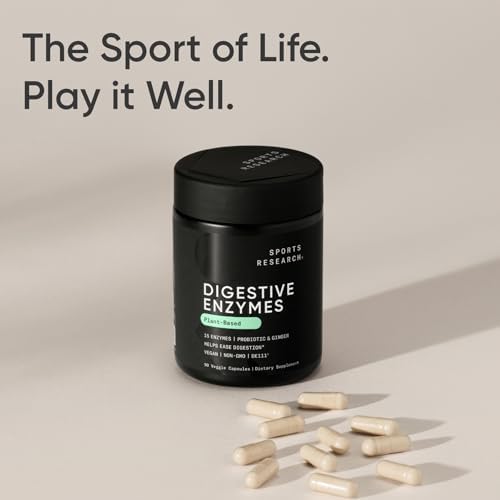 Sports Research® Digestive Enzymes w/Probiotics, 90 Veggie Caps|B08F8YC7C2