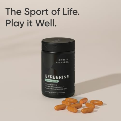 Sports Research® Berberine 500mg w/Organic Coconut Oil, 90 Softgels|B0CLFJ9BNM