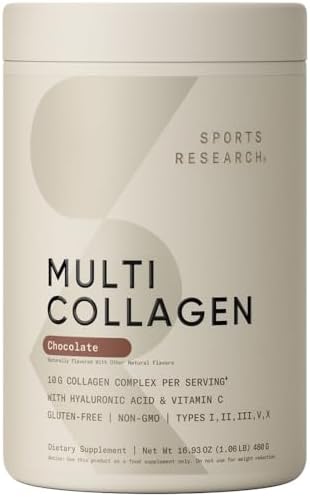 Sports Research® Multi Collagen Protein Powder, Chocolate - 30 Servings|B08F9FCK8W