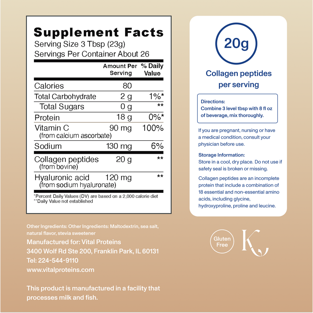 Péptidos de Colágeno Vainilla Avanzados - con Ácido Hialurónico y Vitamina C - Vital Proteins