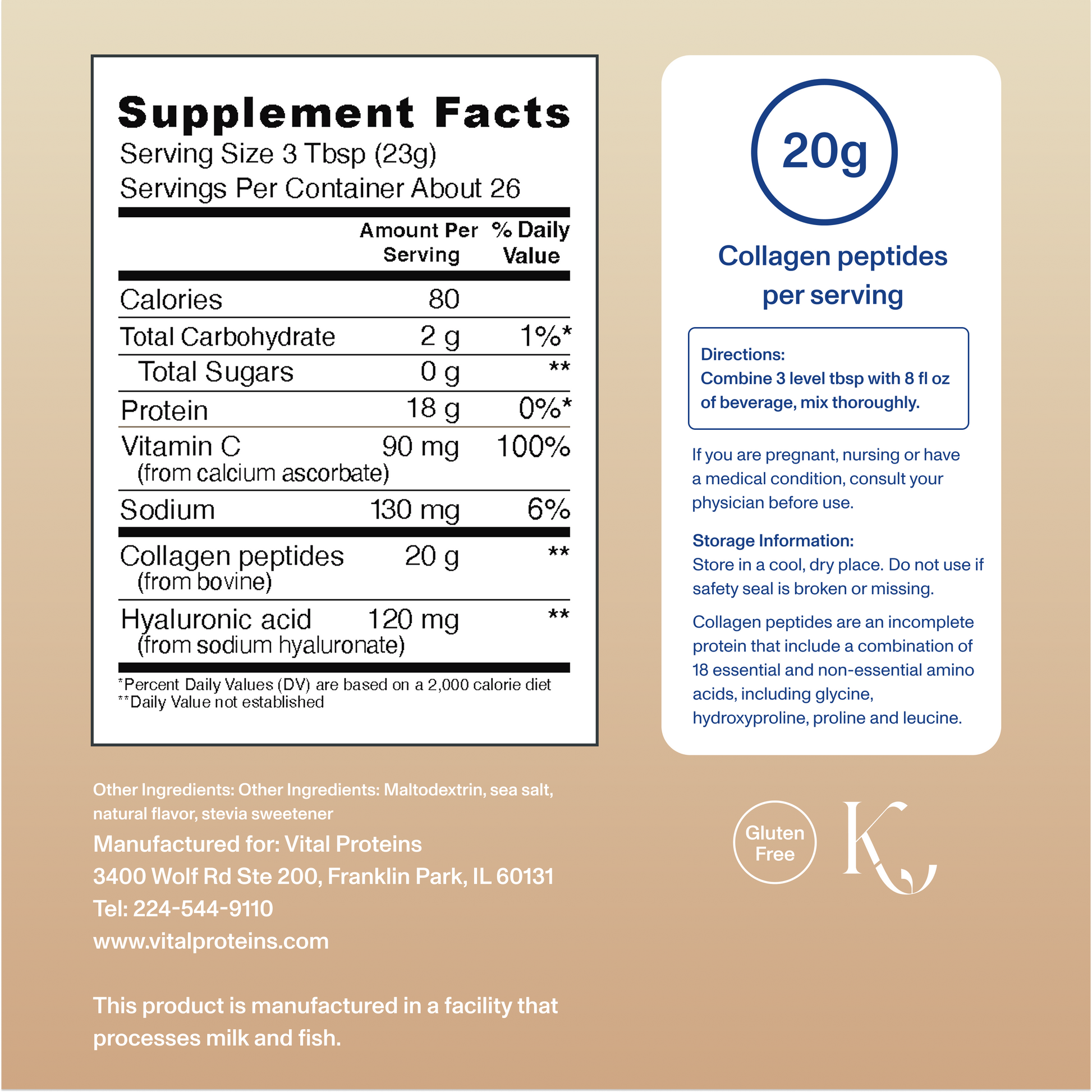 Péptidos de Colágeno Vainilla Avanzados - con Ácido Hialurónico y Vitamina C - Vital Proteins