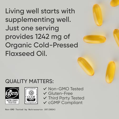 Sports Research® Organic Flaxseed Oil 1242mg, 200 Softgels|B0D4J5MS3Q