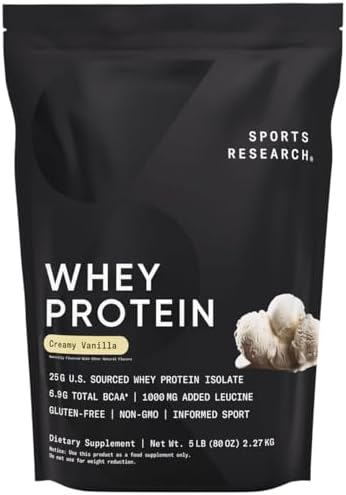 Sports Research® Whey Protein Isolate Powder Dutch Chocolate, 5.42lb Bag|B08PYB6SY9
