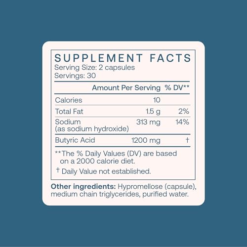 BodyBio Butyrate - Postbiotic for Gut Health, Digestive Support, Bloat, Gas & Constipation Relief, Leaky Gut Repair - Sodium + Butyric Acid Supplement for GI Wellness|B0058A9SF0