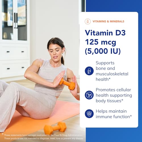 Pure Encapsulations Vitamin D3 125 mcg (5,000 IU) - Supplement to Support Bone, Joint, Breast, Heart, Colon, and Immune Health* - with Vitamin D - 120 Capsules|B0017Q948U