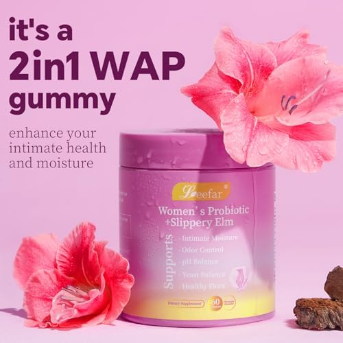 Women’s Probiotic + Slippery Elm - 5 Billion CFU Vaginal Probiotics + Prebiotic Fiber - Supports Intimate Moisture, pH Balance, Odor Control & Yeast Balance* - Pineapple Flavor - 60 Gummies|B0H14CGHWW