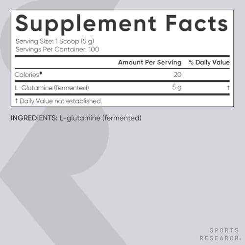 Sports Research® L-Glutamine Powder 5g, Unflavored (17.64oz)|B0CCK2T1LN