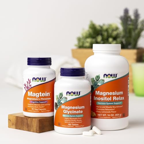NOW Foods Supplements, Magnesium Glycinate 100 mg, Highly Absorbable Form, 180 Tablets|B07NWMVMT1