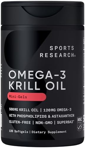 Sports Research® Antarctic Omega-3 Krill Oil 1000mg, 60 Softgels|B00IP1E3O0