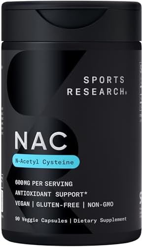 Sports Research® Vegan NAC (N-Acetyl Cysteine) 600mg, 90 Veggie Caps|B0BB5W867H
