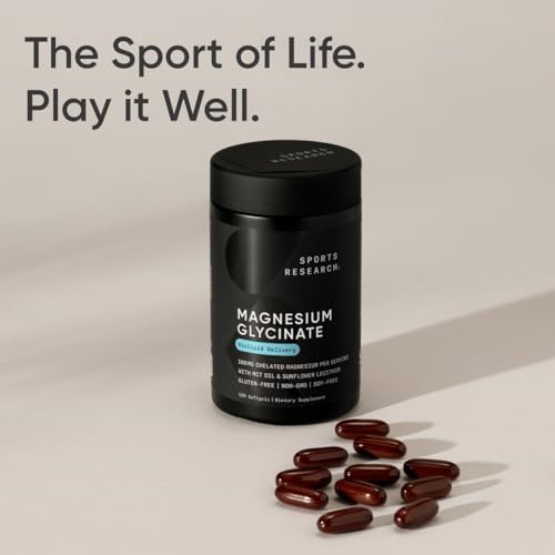 Sports Research® Magnesium Glycinate w/Coconut MCT Oil, 120 Softgels|B0D2JDFH7T