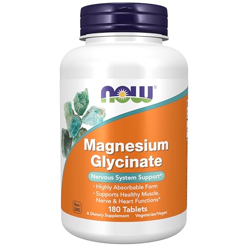 NOW Foods Supplements, Magnesium Glycinate 100 mg, Highly Absorbable Form, 180 Tablets|B07NWMVMT1