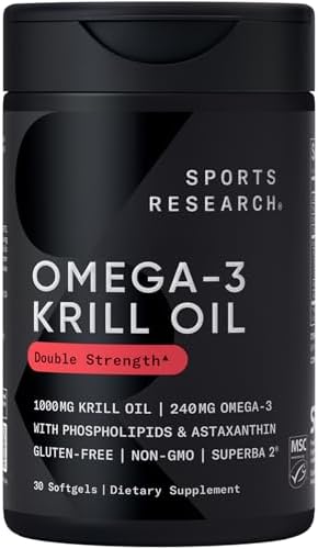 Sports Research® Antarctic Omega-3 Krill Oil 500mg, 120 Count Mini-Softgels|B07H8M85WC