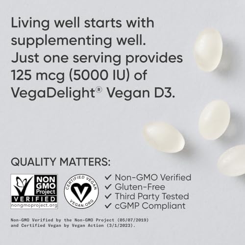 Sports Research® Vegan D3 5000iu/125mcg with Coconut Oil - 60 Plantgels™|B07H8RC4BZ