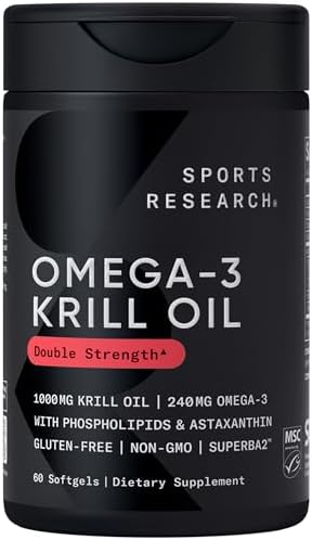 Sports Research® Antarctic Omega-3 Krill Oil 500mg, 120 Count Mini-Softgels|B07H8M85WC