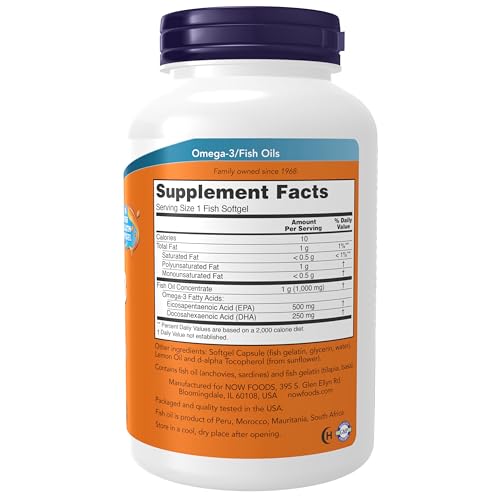 NOW Foods Supplements, Ultra Omega-3, 500 EPA and 250 DHA, Cardiovascular Support*, 180-Fish Gelatin Softgels|B07XMCLH5Z