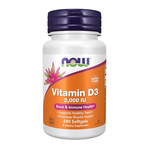 NOW Foods Supplements, Vitamin D-3 2,000 IU, High Potency, Structural Support*, 240 Softgels|B001UZPY1O