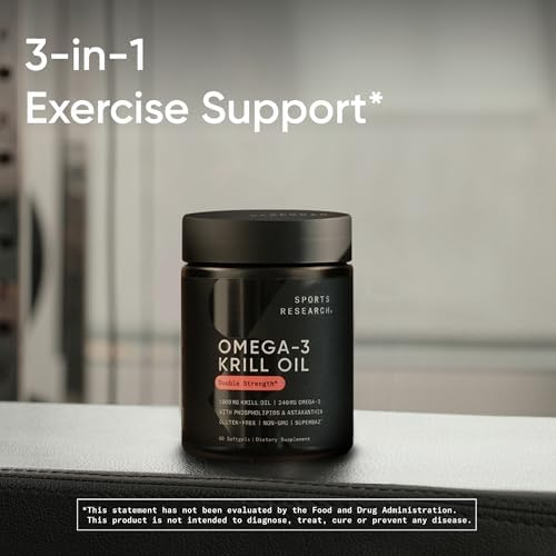 Sports Research® Antarctic Omega-3 Krill Oil 1000mg, 60 Softgels|B00IP1E3O0