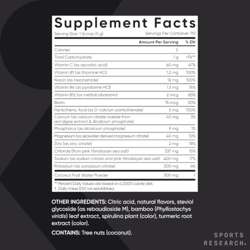 Sports Research® Hydrate Electrolytes Lemon Lime, 90 Servings|B0DJDRQG7G