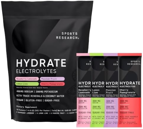 Sports Research® Hydrate Electrolytes Lemon Lime, 90 Servings|B0DJDRQG7G