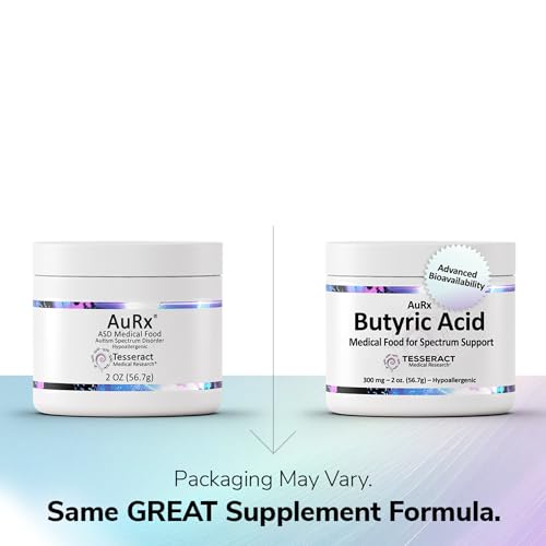 AuRx Autism Spectrum Medical Food Powder to Support Gut Health, Stabilized Butyric Acid Supplement in a Palatable-Tasting Powder for ASD Children, Hypoallergenic, 2 Ounces|B074XLLNN8