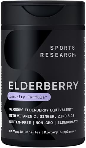 Sports Research® Elderberry Immunity Formula w/Zinc, 60 Count|B0861HZD7G