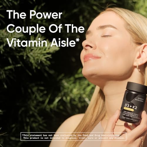 Sports Research® Vegan Vitamin D3 + K2 w/Coconut Oil, 60 Count Plantgels™|B07255MPRN